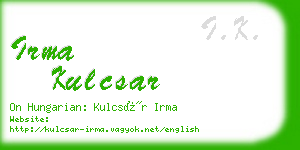 irma kulcsar business card